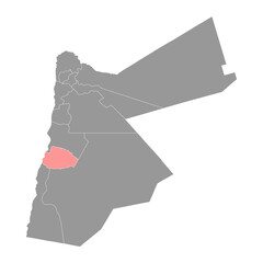 Tafilah governorate map, administrative division of Jordan.
