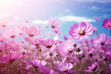 Fototapeta premium pink cosmos flowers. Generative AI