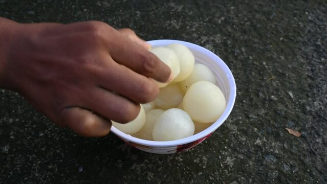 Indian Sweets Rasgulla.
This sweet originated in West Bengal, India. Other names for the dish include, Rasagulla,&nbsp;Rossogolla, Roshogolla,&nbsp;Rasagola, Rasagolla. Most popular sweet of all over India.