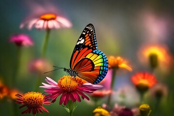 butterfly on flower, generative AI
