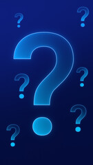 Question marks on gradient blue background.