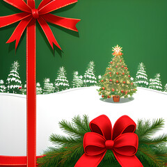 Christmas decorations and Christmas ball's with red presents and christmas tree on the background