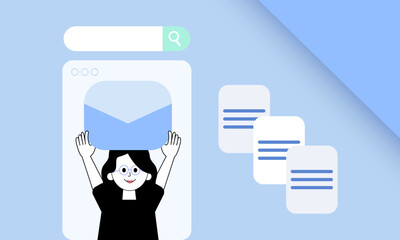 Vector illustration of written content creator for web, network and marketing material. Marketing content submission for a company.