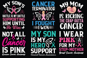 Breast Cancer Awareness SVG T-shirt design. Pink ribbon vector design.