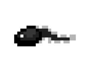 Tadpole pixel art. 8 bit Frog larva. pixelated Vector illustration