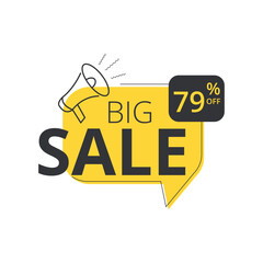 Modern big sale banner composition with abstract vector flat discount background template. Discount promotion layout banner template design up to 79% off. Vector illustration.