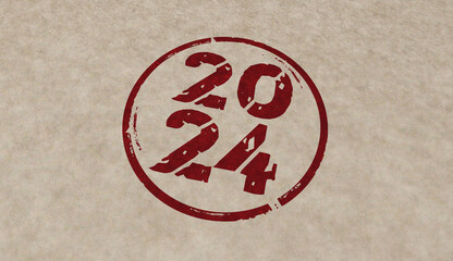 Fototapeta na wymiar 2024 year new stamp and stamping