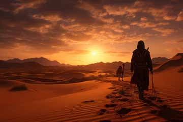 Tafelkleed  Desert landscape at sunset with sand, Generative AI © Shooting Star Std
