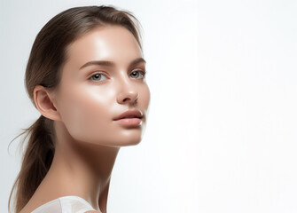 Obraz premium portrait of young model with smooth skin on white background