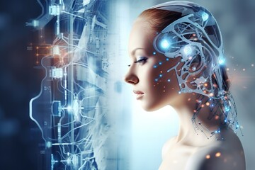 artificial intelligence in the image of a girl, technologies of the future.