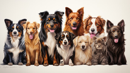 Obraz premium group of dog breeds on white background