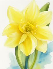 Fototapeta premium Watercolor Daffodil Flower on White Background