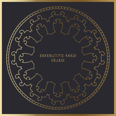 Vector ornamental circle frame. Round gold frame can be used for motifs, fabrics, gift wrapping, templates, plate, tile. Vector.