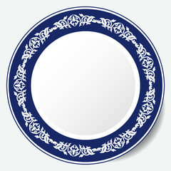 Round Frame, workpiece for your design. Ornamental elements and motifs of Kazakh, Kyrgyz, Uzbek, national Asian decor for plate, textile and print design. Circle frame. Vector. 