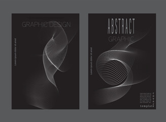 Smooth lines. Abstract waves on a black background. A set of vector design for conceptual ideas, corporate style, covers, posters and banners. An element of a stylish interior