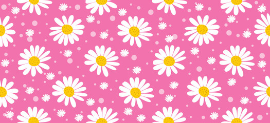 Daisy flower pattern. Beautiful White flower background. floral blossom daisy. Spring white flower design vector. Daisy's on a light pink background. Vector design for fabric, wrap paper, print card.