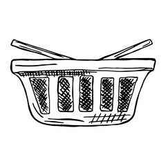 Hand drawn shopping basket vector Illustration