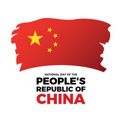 National Day of the People's Republic of China vector illustration. Paintbrush Chinese flag icon vector isolated on a white background. Grunge Flag of China design element. October 1. Important day
