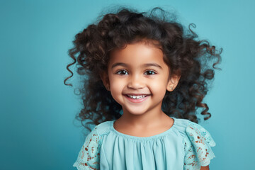 Cute indian little girl child smiling face