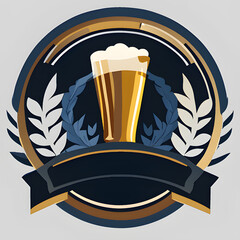 Bier-Logo mit Glas und Schaumkrone - obrazy, fototapety, plakaty