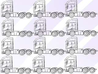 Logistic illustration, interesting trucks transport interesting and important sings