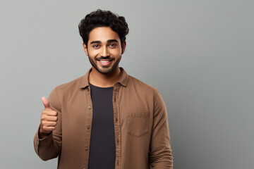 Young indian man showing thumps up