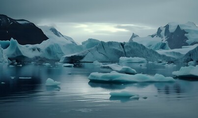 melting icebergs and glaciers in polar regions