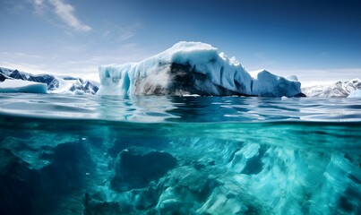 melting icebergs and glaciers in polar regions - obrazy, fototapety, plakaty