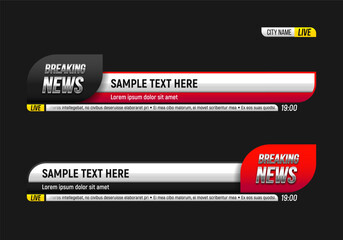Lower third for news header. Breaking news. Vector template for your design.