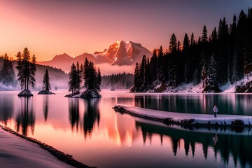 Obraz premium Snowy landscapes in high definition.