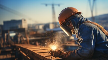 Fototapeta premium Welder. Generative AI technology.
