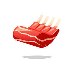 Fresh rack of lamb vector  isolated on white background