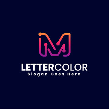 Vector Logo Illustration Letter M Gradient Colorful Style