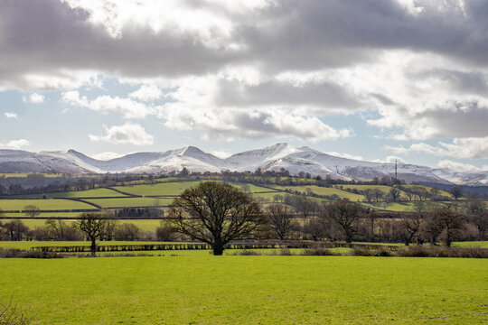 Winter Landscape In The Brecon Beacons Of Wales.