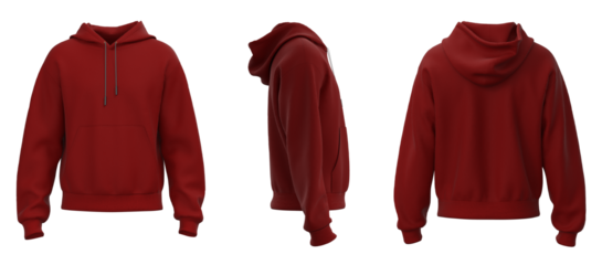 Hoodie jacket mockup. Red hoodie
