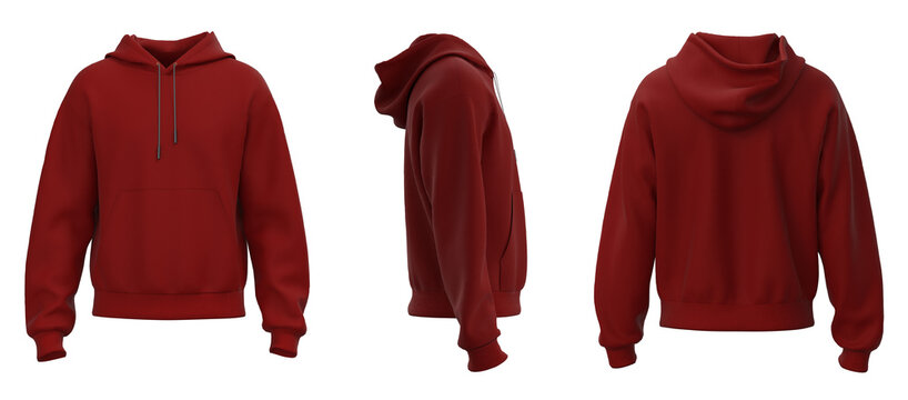 Hoodie jacket mockup. Red hoodie