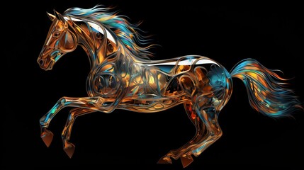 Fractal horse, art, 16:9, copy space