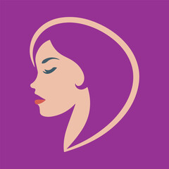 Fashion and Hair Beauty woman face salon silhouette logo vector design