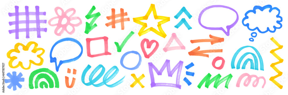 Fototapete vector text marker stroke set, highlighter lines on transparent background