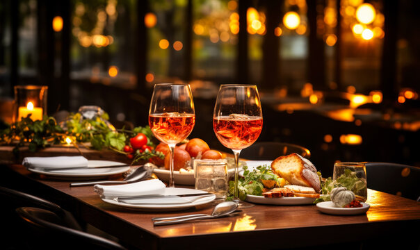 A Night of Elegance: Select Restaurant Table with Wine and Delicate Starters