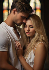 Naklejka premium Gospel of Love: Affectionate Moments of a Christian Couple