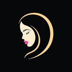 Fashion and Hair Beauty woman face salon silhouette logo vector design