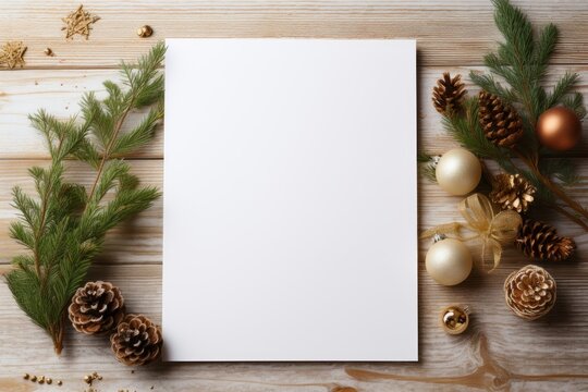 Christmas Holly Theme Blank Paper for Poster,  Decoration, Holidays Winter, Graphic Design Backdrop 3D render, Minimalist Rustic Cottagecore Boho, Social Media Post