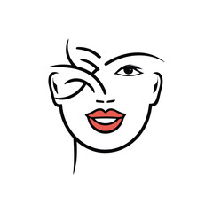 Obraz premium Fashion and Hair Beauty woman face salon silhouette logo vector design