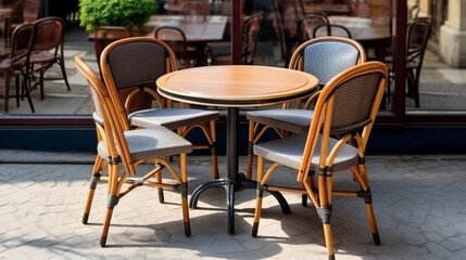 Fototapeta na wymiar Empty table in outdoor café or restaurant. 