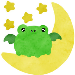 Vector picture of cute green frog isolated on white background.