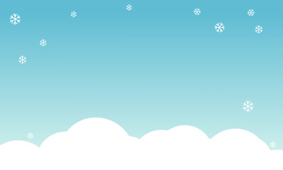 Fototapeta na wymiar Blue sky with cloud and snowflakes vector illustration.