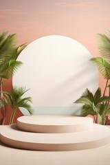 Empty Podium for Showcasing Products. Pedastal in the style of Nature of Natural Product.