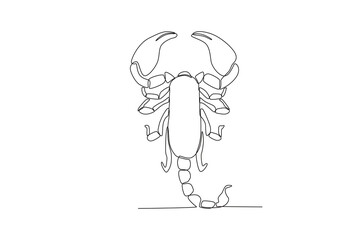 A single continuous line drawing of an scorpion for the farm's logo identity.  Single line drawing graphic design vector illustration
