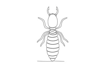 A single continuous line drawing of an termite for the farm's logo identity.  Single line drawing graphic design vector illustration
